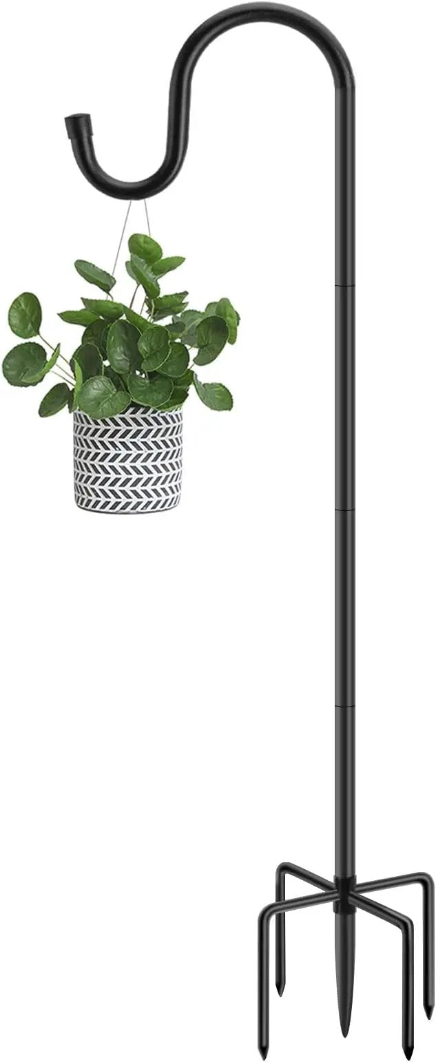 Shepherds Hooks for Outdoor, 48 Inches Garden Bird Feeder Pole for Hanging Bird Feeder, Plant Baskets, Solar Light Lanterns, Outdoor Plant Hanger Hook with 5 Base Prongs,1 Packs by GreenHaven Gardens