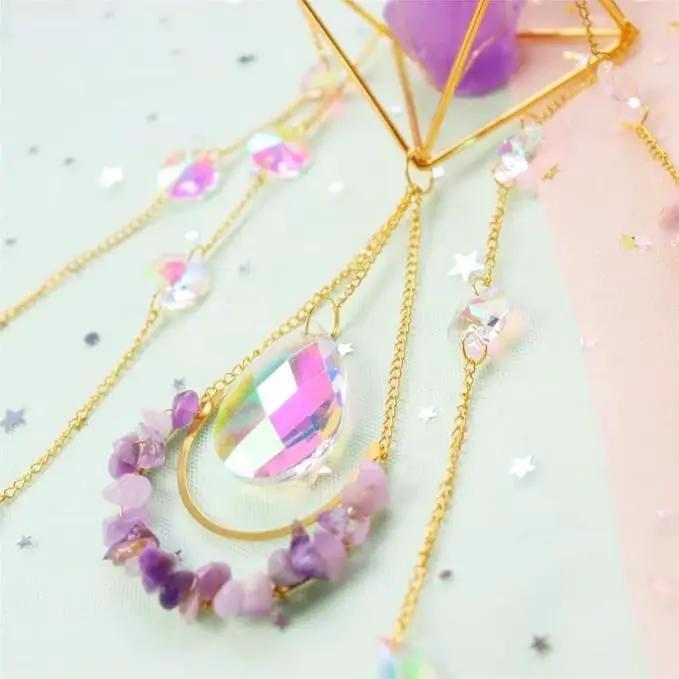 Suncatcher Amethyst Crystal Boho Decor, Spiritual, Purple Gemstone Sun Catcher Hanging for Windows, Rainbow Maker, Crystal Boho Hanging, Natural Stone (Amethsyt) by GreenHaven Gardens