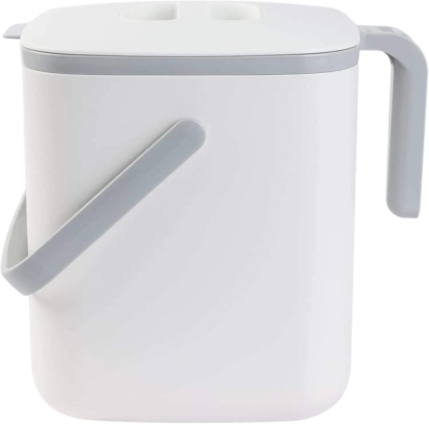 BLUE GINKGO Kitchen Compost Bin [5L / 1.32 GAL] – Filter-Free, Odor-Tight Countertop Food Waste Pail with Handles (Made in Korea, White) by GreenHaven Gardens
