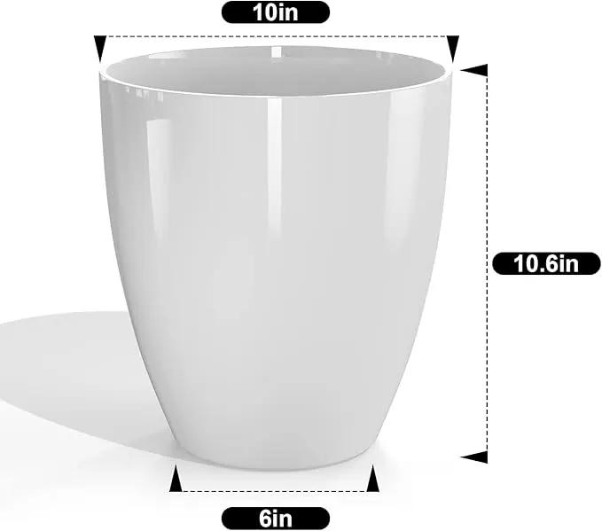 QCQHDU Plant Pots Set of 2 Pack,10 Inch Plant Pot for Indoor and Outdoor Plants with Drainage Hole,Flower Pots Modern Decorative Planter for Garden Plants (White) by GreenHaven Gardens