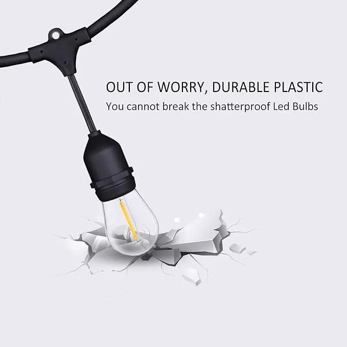 Achin Outdoor String Lights 96FT(48FT*2) Waterproof IP65 LED Patio Lights with 30+2 S14 Edison Bulbs Warm 2200K Hanging Lights Outside Shatterproof String Lights for Outside Bistro, Market, Yard by GreenHaven Gardens