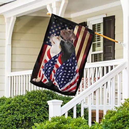 FLAGWIX Three Labrador Retriever Dogs, Patriot American Dog Flags - 4th of July Decorations for Home, Outside, Indoor Outdoor Flag, House Flag 30x40 - Double Sided, Heavy Duty Canvas, Fade Resistant by GreenHaven Gardens