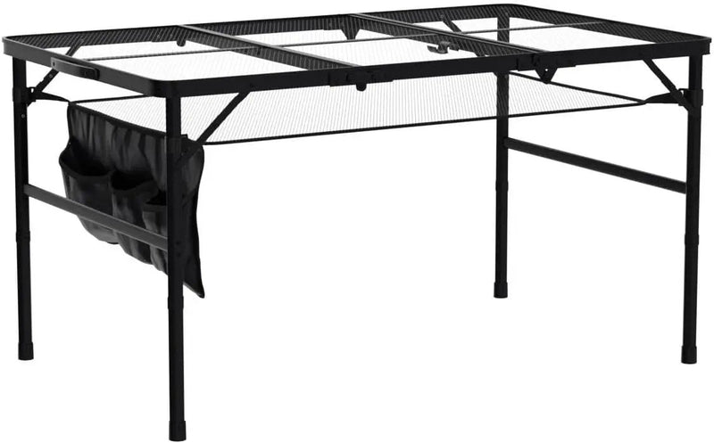 Nice C Table for Grill, Outdoor Table, Camping Cooking Picnic Tables, Card Tables Adjustable Height, Mesh Bag, Carry Handle (47.3” x 23.7“ x 14.7”/24.2“ Black) by GreenHaven Gardens
