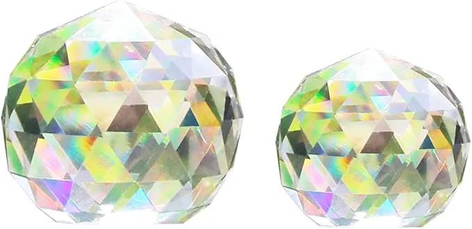 2 Pack Clear Crystal Ball Prism Window Rainbow Maker Window Prisms Suncatcher for Feng Shui, (80mm+60mm) by GreenHaven Gardens
