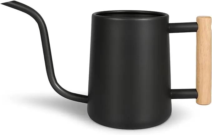 Watering Can for Indoor Plants, 35 oz/1000 ml Metal Stainless Steel Pot with Long Spout for House Plants Bonsai Outdoor Garden Flower Decorative (Black) by GreenHaven Gardens