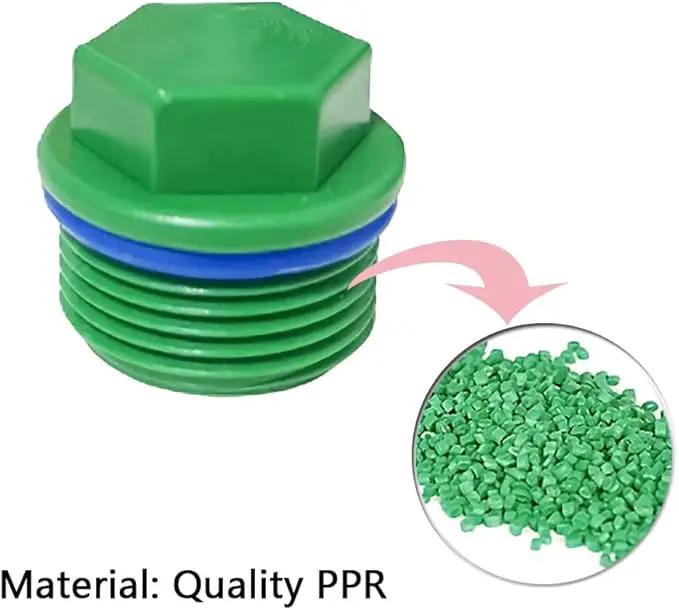 3/4” PT Male Threaded Pipe Plug, PPR Pipe End Caps and Plugs Fittings for Garden Irrigation Tubing Stopper RV Water Supply Lines Bulkhead Fitting (OD: 1 Inch) by GreenHaven Gardens
