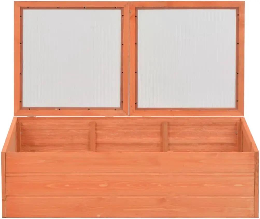 Wooden Garden Portable Greenhouse Sturdy Cold Frame Raised Plants Bed Protection with 2 PC Boards and Openable Top Door Raised Flower Planter Box 39.4"x19.7"x13.4" by GreenHaven Gardens