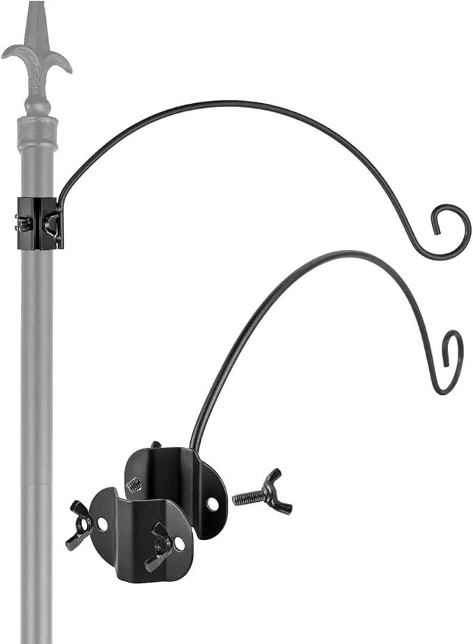 iBorn Bird Feeders Hangers for 1” Pole Stand Station Outdoor Hanging Hooks for Humming Bird Feeders for Outside Plant Hanger Hook Bracket Kit 12.2 Inch Long Metal Hooks for 1 Inch Pole, Pack of 2 by GreenHaven Gardens