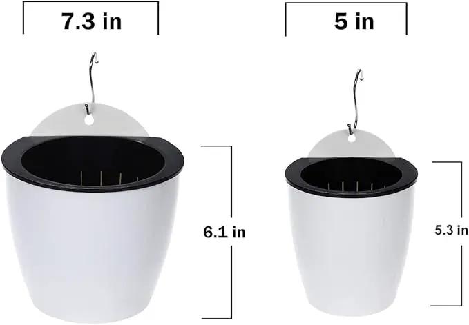 8 Packs 5" Plastic Self Watering Pots Wall Hanging Planters Wall Mounted Wicking Flower Pots for Indoor and Outdoor African Violet, Ocean Spider Plant, Orchid, White by GreenHaven Gardens