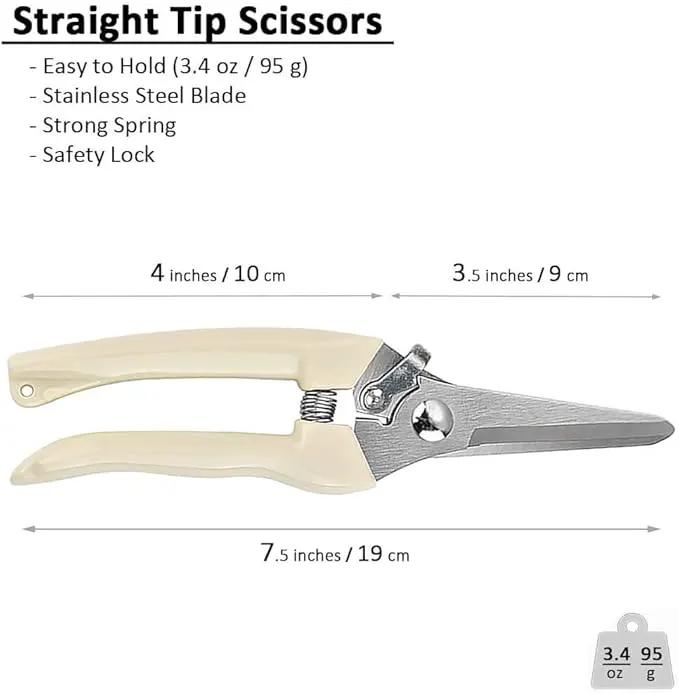 BUGUI Garden Shears Set of 2, Includes 1 Bypass Pruning Shears and 1 Straight Blade Garden Scissors, Sharp, Lightweight by GreenHaven Gardens