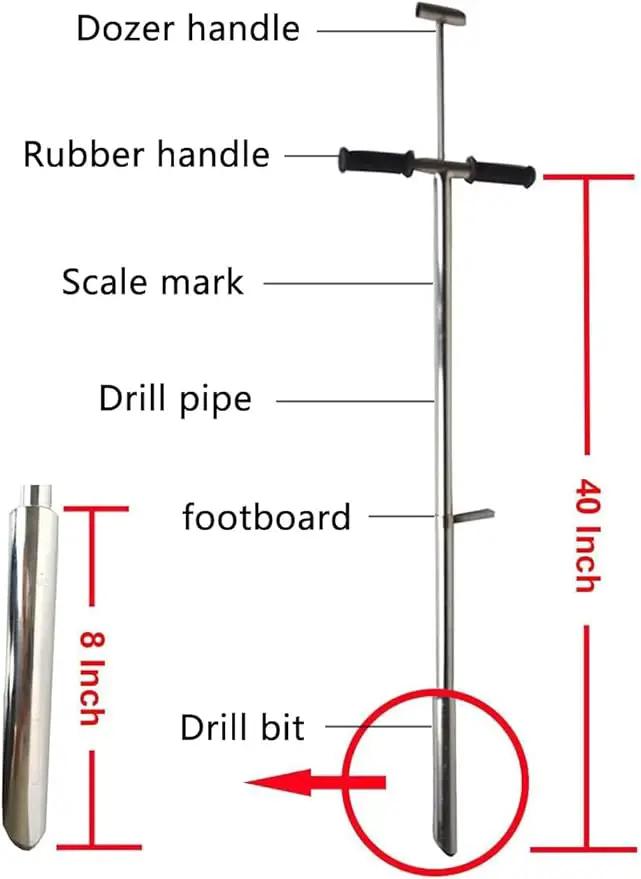 INTBUYING 40’’ Soil Sampler Probe Soil Test Probe with 8’’Sample Ejector and Foot Pedal &Rubber Handle Stainless Steel 2in Dia for Soil Sampling Lawn Garden Farm by GreenHaven Gardens