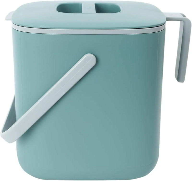 BLUE GINKGO Kitchen Compost Bin [2.6L / 0.69 GAL] – Filter-Free, Odor-Tight Countertop Food Waste Pail with Handles (Made in Korea, Green) by GreenHaven Gardens