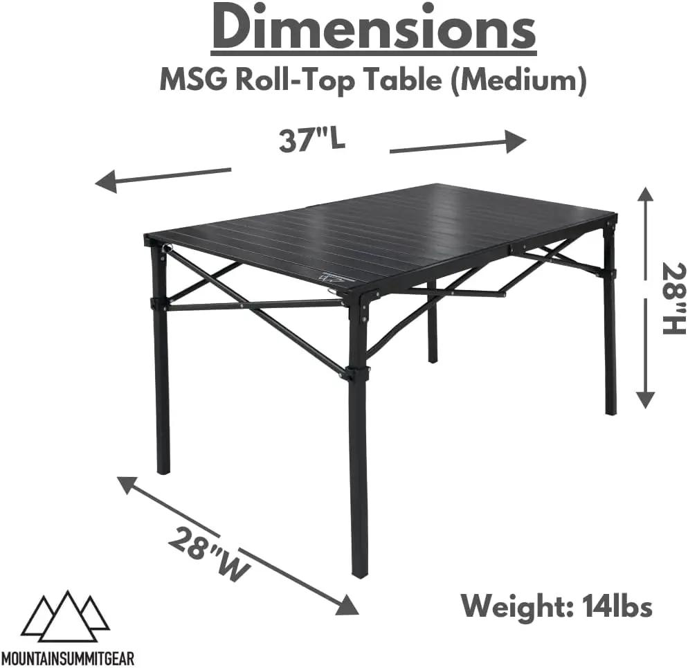 Heavy-Duty Roll-Top Table for Camping - Portable Aluminum-Top Folding Table with Steel Frame by Caddis Sports (Medium) by GreenHaven Gardens