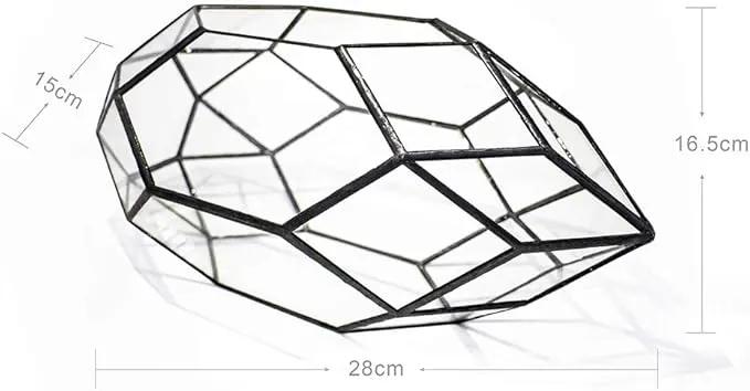 Ferrisland Handmade 10" Large Glass Terrarium Irregular Geometric Planter Indoor Air Plants Holder Window Balcony Display Succulent Flower Pot, Black by GreenHaven Gardens