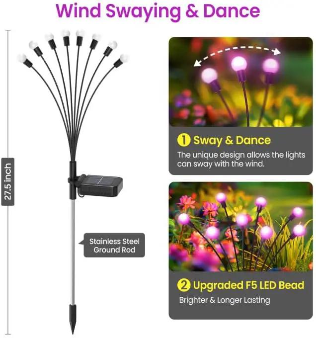 LETMY Solar Garden Lights - 6 Pack Upgraded Swaying Solar Lights Outdoor, 48 LED Firefly Lights Outdoor Waterproof Garden Decorations for Yard Patio Pathway (Purple) by GreenHaven Gardens