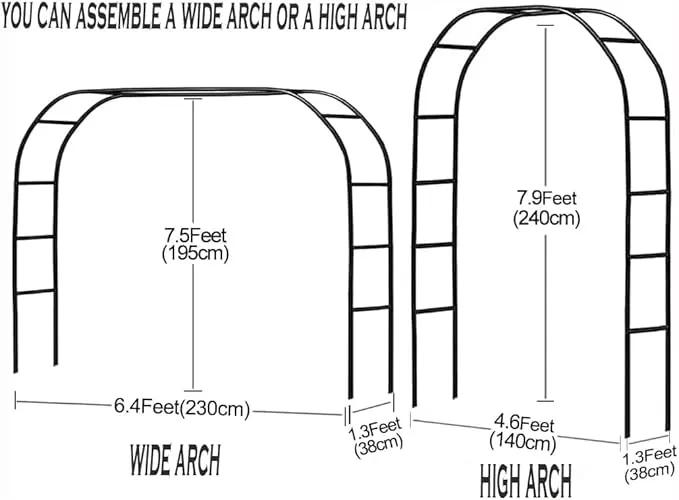 Adorox 7.8ft Garden Arch Trellis for Climbing Plants, Metal Arch Frame, Pumpkin Archway Outdoor Garden Arbors and Arches for Halloween Christmas Birthday Party Baby Shower Decoration(Black) by GreenHaven Gardens
