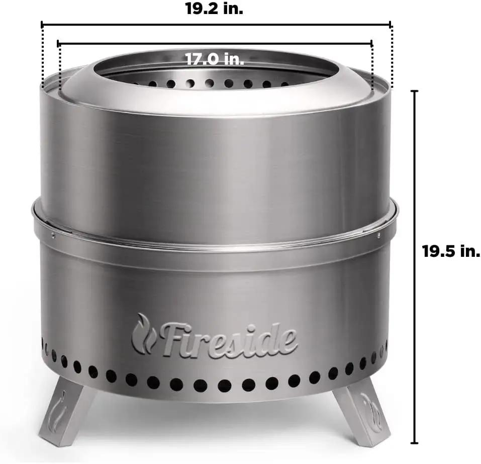 Pluto R19-SS Smokeless Outdoor Fire Pit - Stainless Steel by TURBRO