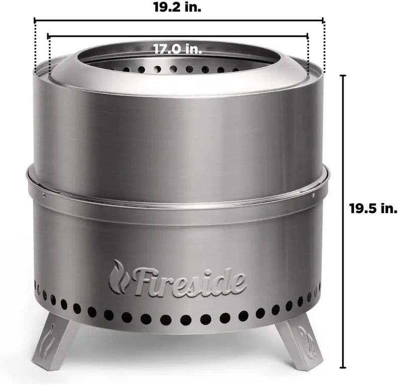 Pluto R19-SS Smokeless Outdoor Fire Pit - Stainless Steel by TURBRO