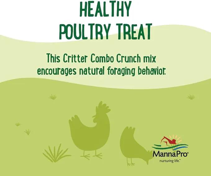 Manna Pro Farmhouse Favorites Critter Combo Crunch Poultry Treat - Protein Poultry Treat - Encourages Natural Foraging Behavior - 100% Natural Blend of Soldier Fly Larvae, Mealworms & Shrimp - 2lb Bag by GreenHaven Gardens
