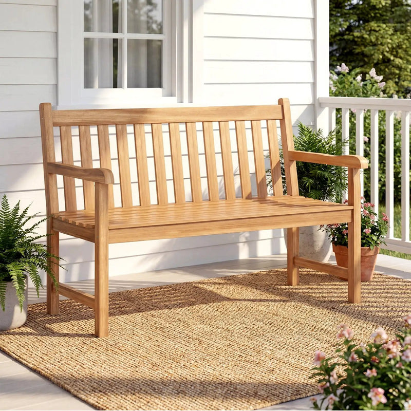 62inch Teak Outdoor Porch Bench 3 by DirectDeals