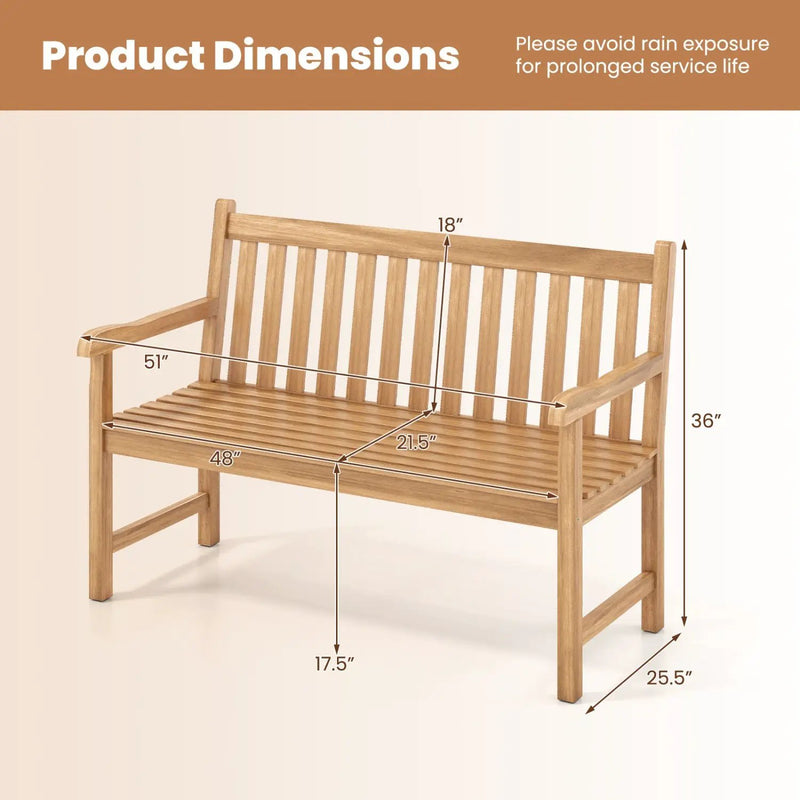 62inch Teak Outdoor Porch Bench 3 by DirectDeals