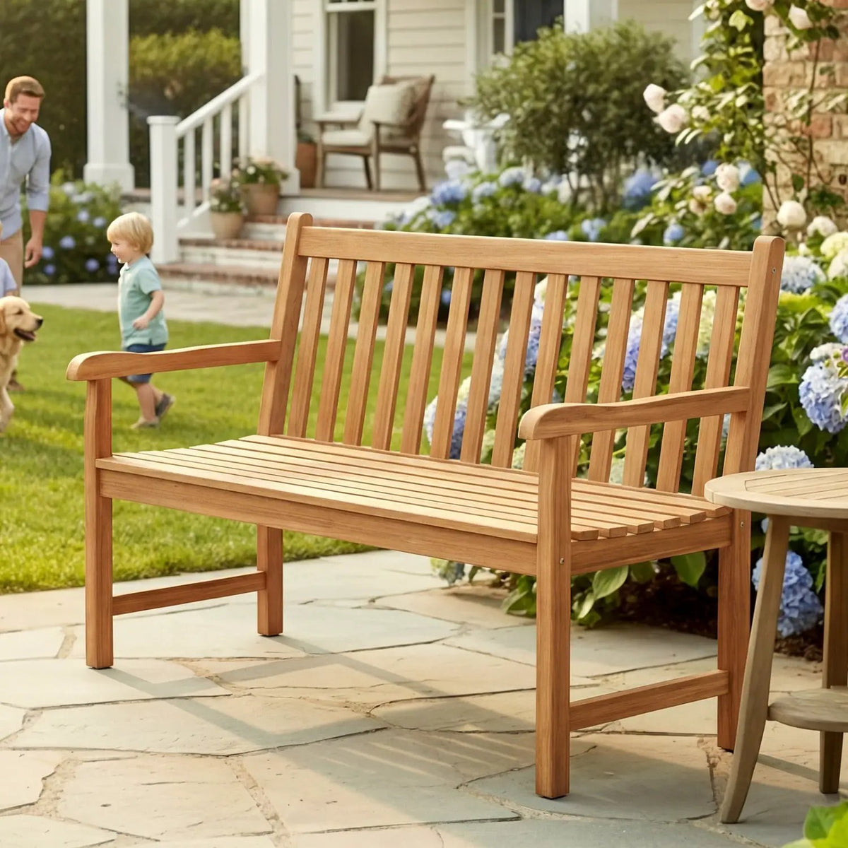 62inch Teak Outdoor Porch Bench 3, photo 12 of 16