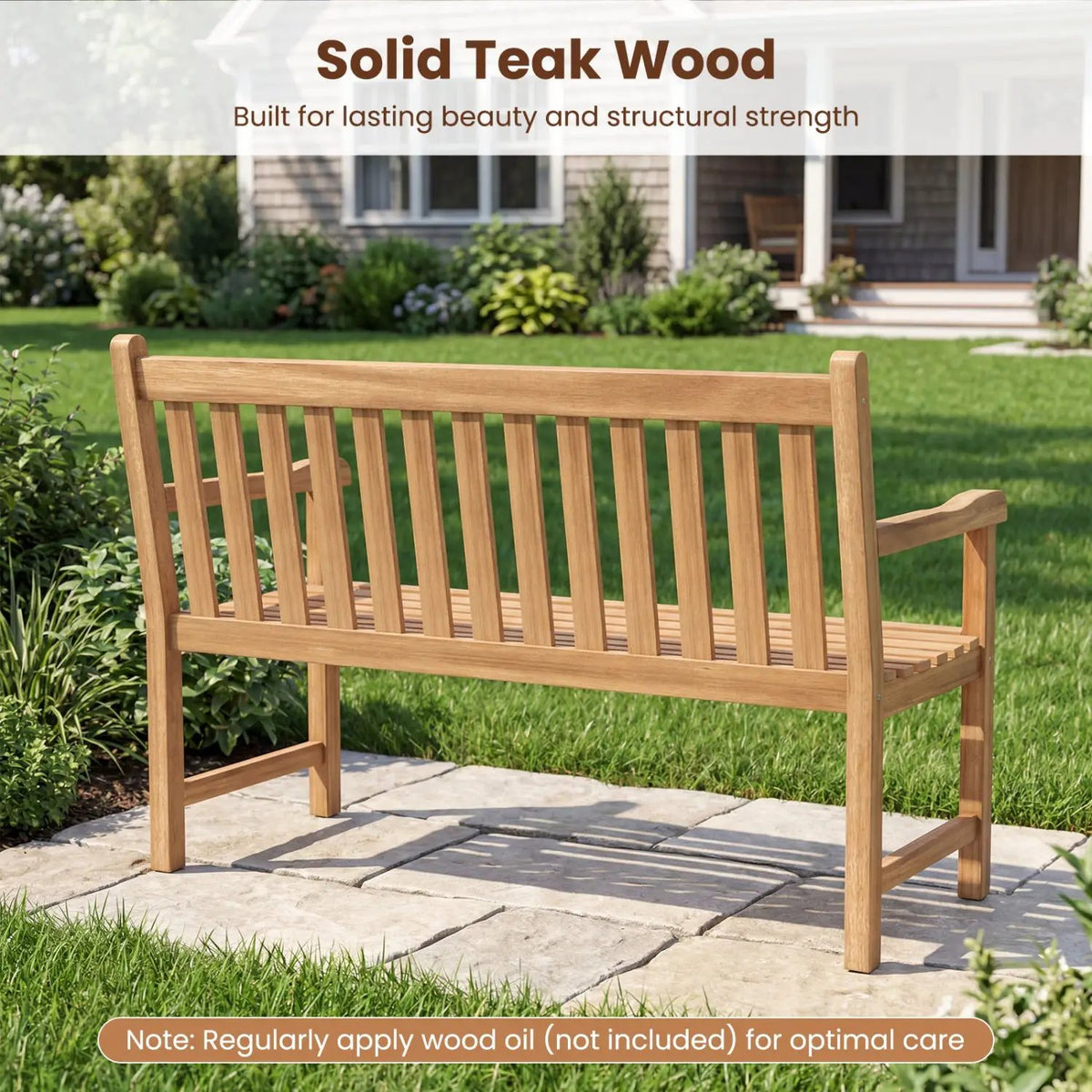 62inch Teak Outdoor Porch Bench 3, photo 13 of 16