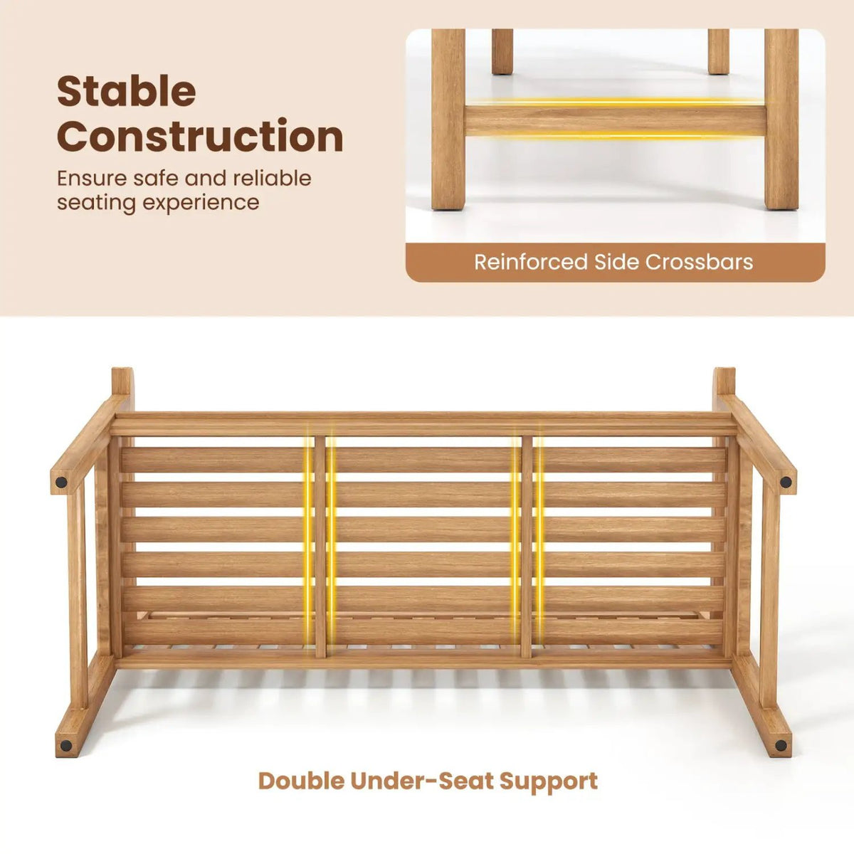 62inch Teak Outdoor Porch Bench 3, photo 15 of 16