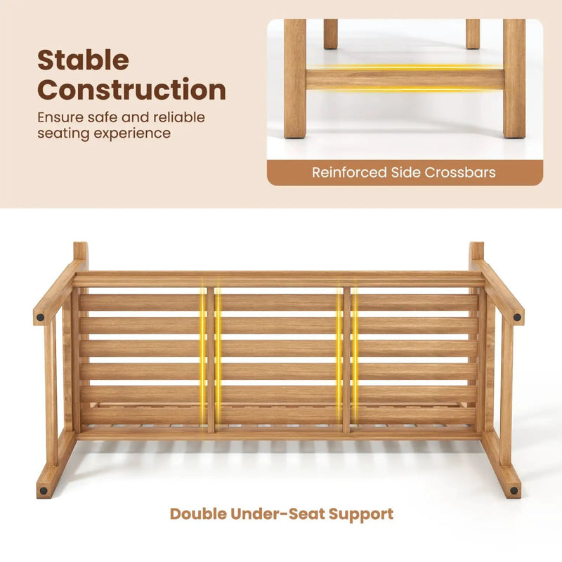 62inch Teak Outdoor Porch Bench 3 by DirectDeals