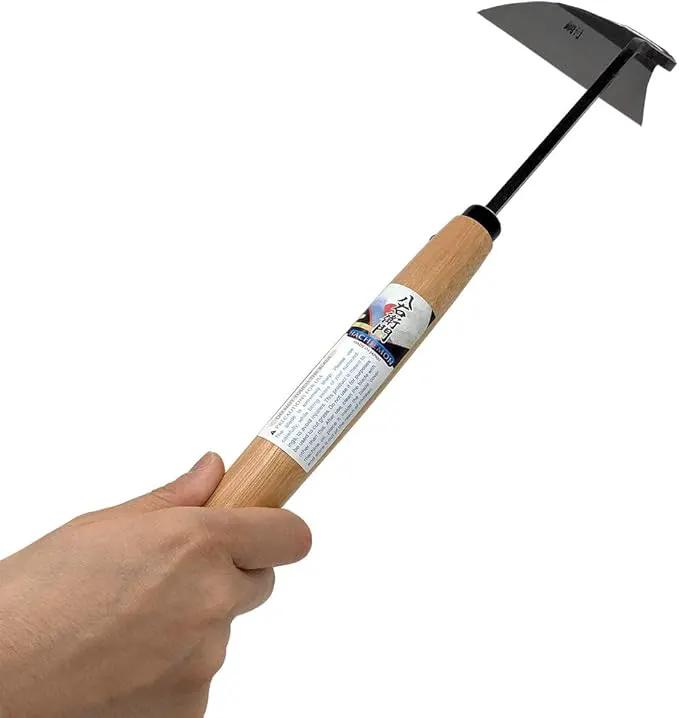 HACHIEMON Japanese Weeding Tool Very Sharp Edge Nejiri-Gama Long Type - Made in Japan by GreenHaven Gardens