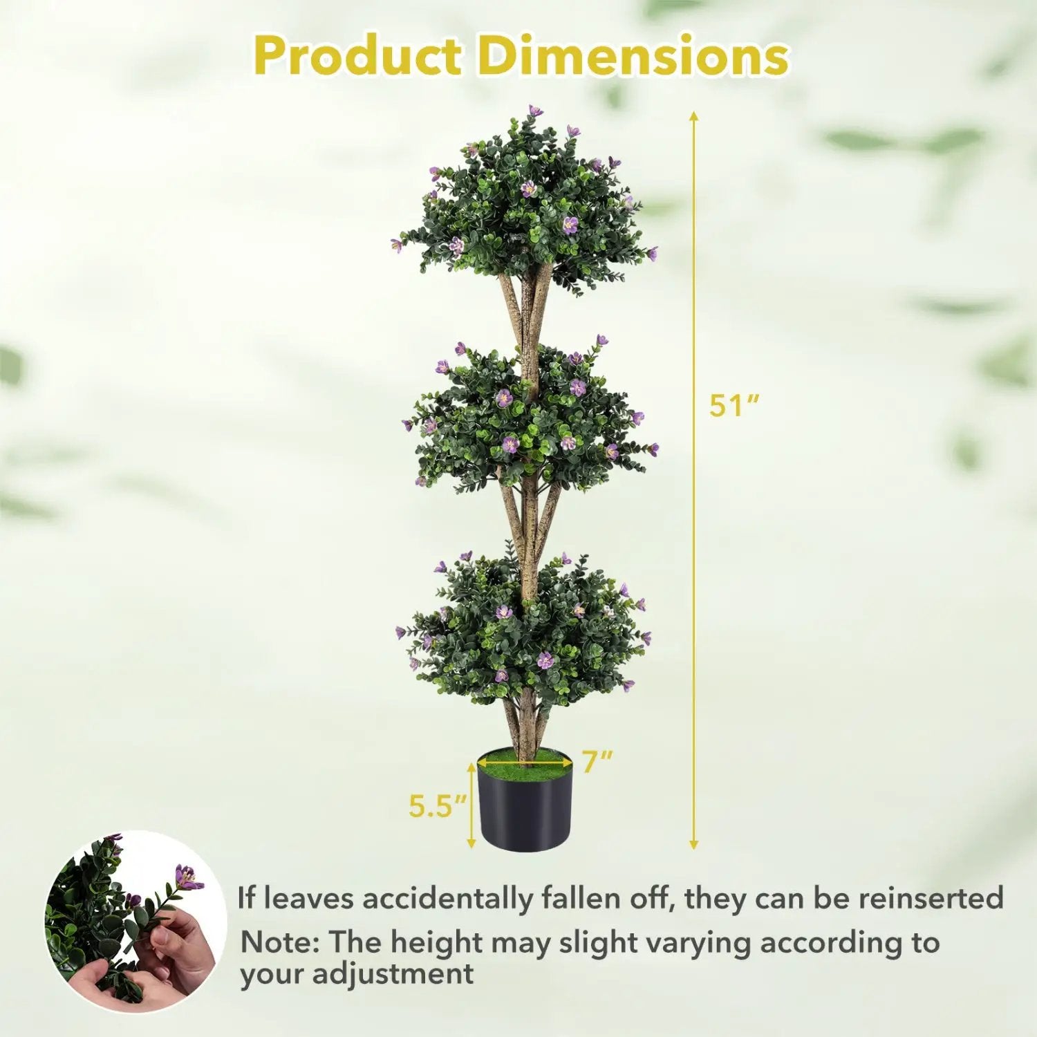 51" Artificial Triple Ball Boxwood Topiary Tree with 59 Blossoms Set of 2 by DirectDeals