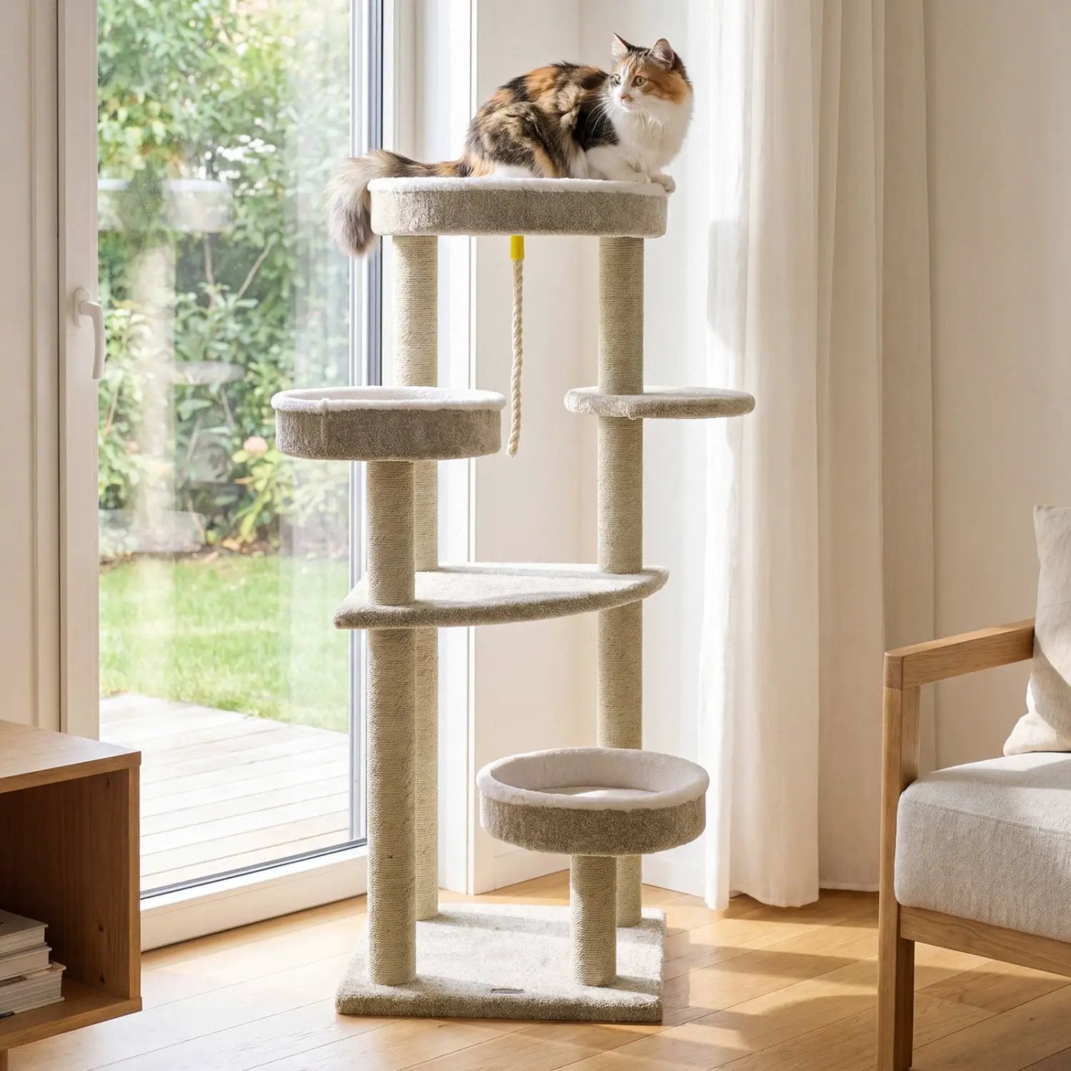 51"Carpeted Cat Tree with Comfy Plush Perches for Indoor Cats by DirectDeals