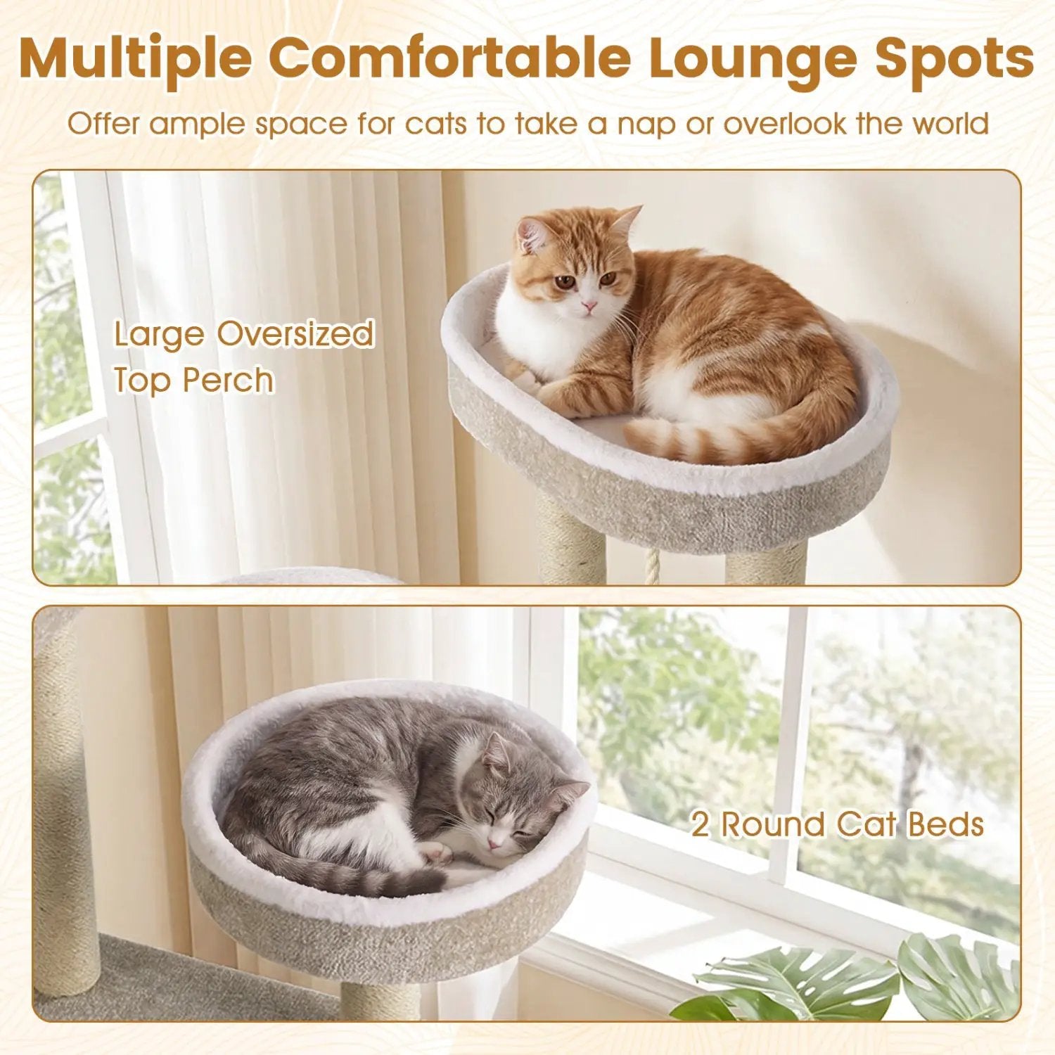 51"Carpeted Cat Tree with Comfy Plush Perches for Indoor Cats by DirectDeals