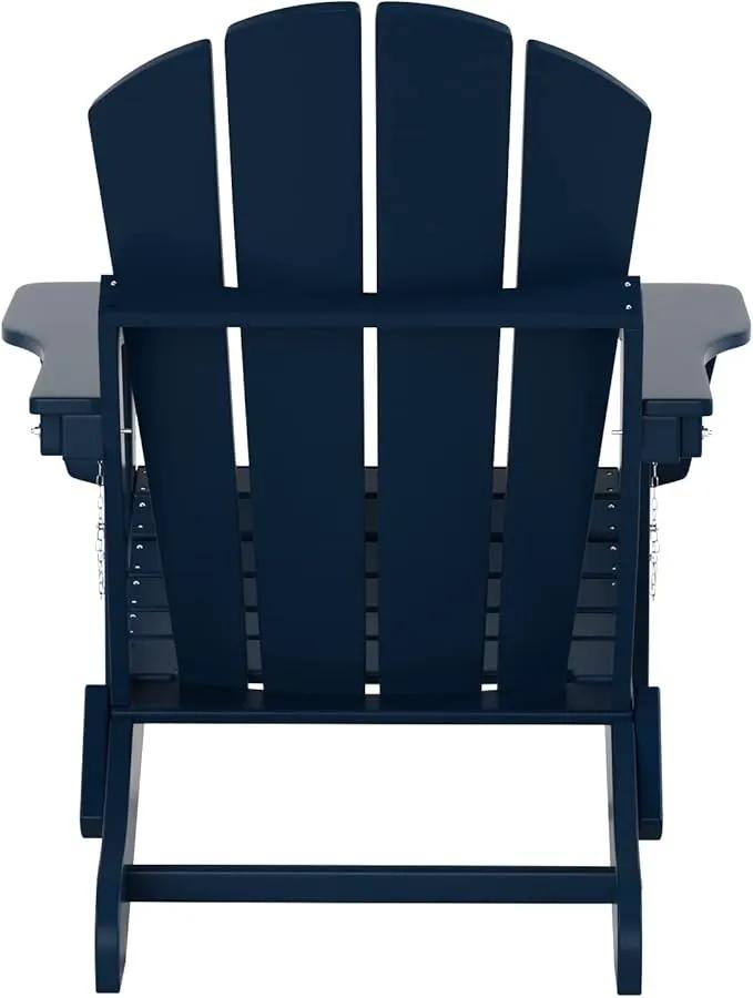 WO Home Furniture Adirondack Chairs Table Set of 3 PCS Outdoor Folding Chairs Coffee Table Weather/UV Resistant for Lawn, Garden, Bon Fire, Balcony (Navy Blue) by GreenHaven Gardens