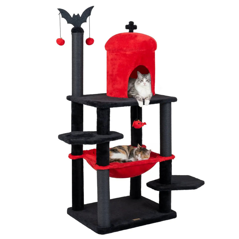 51" Gothic Multi-Level Cat Tree with Spider Toy & Hammock by DirectDeals