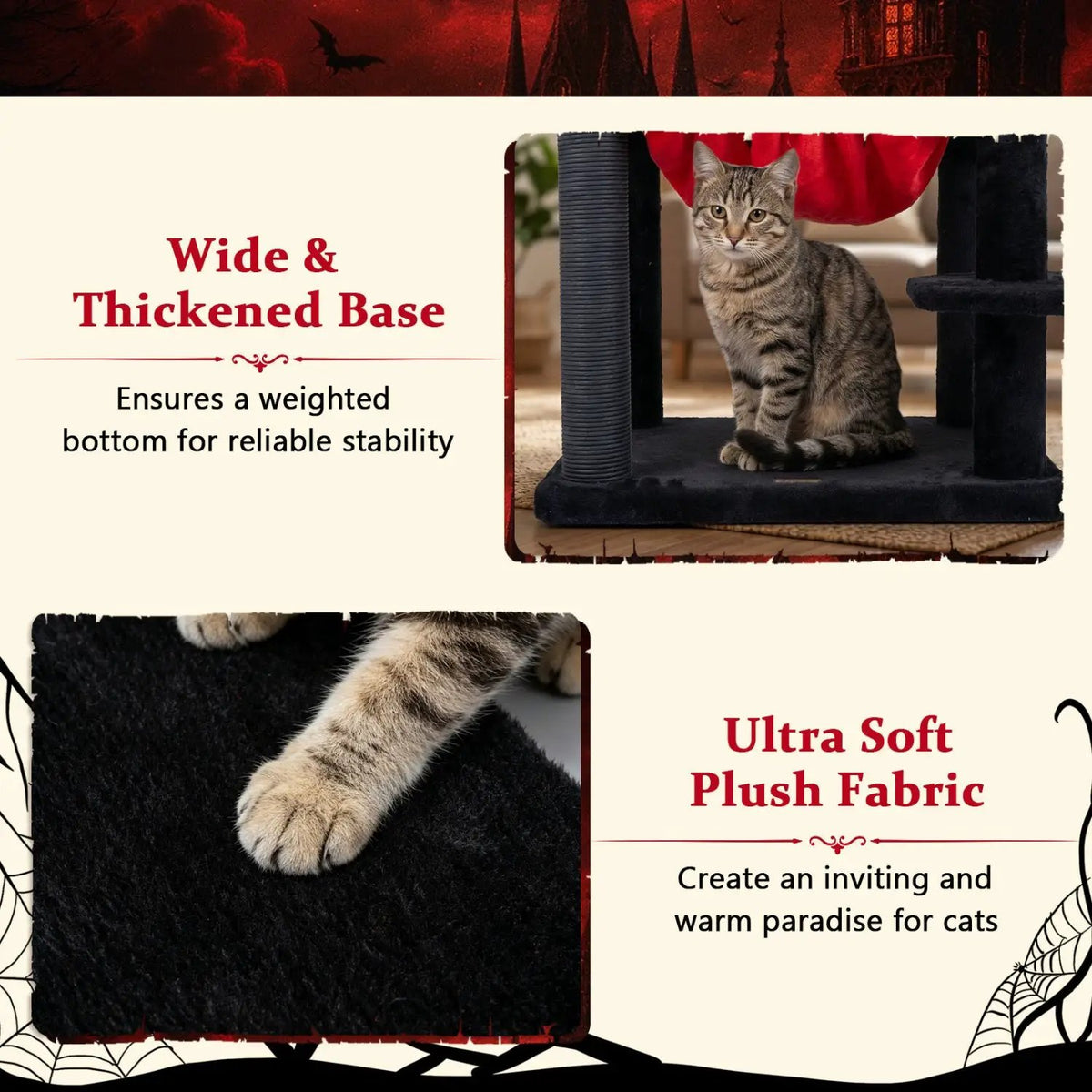 51" Gothic Multi-Level Cat Tree with Spider Toy & Hammock, photo 8 of 16