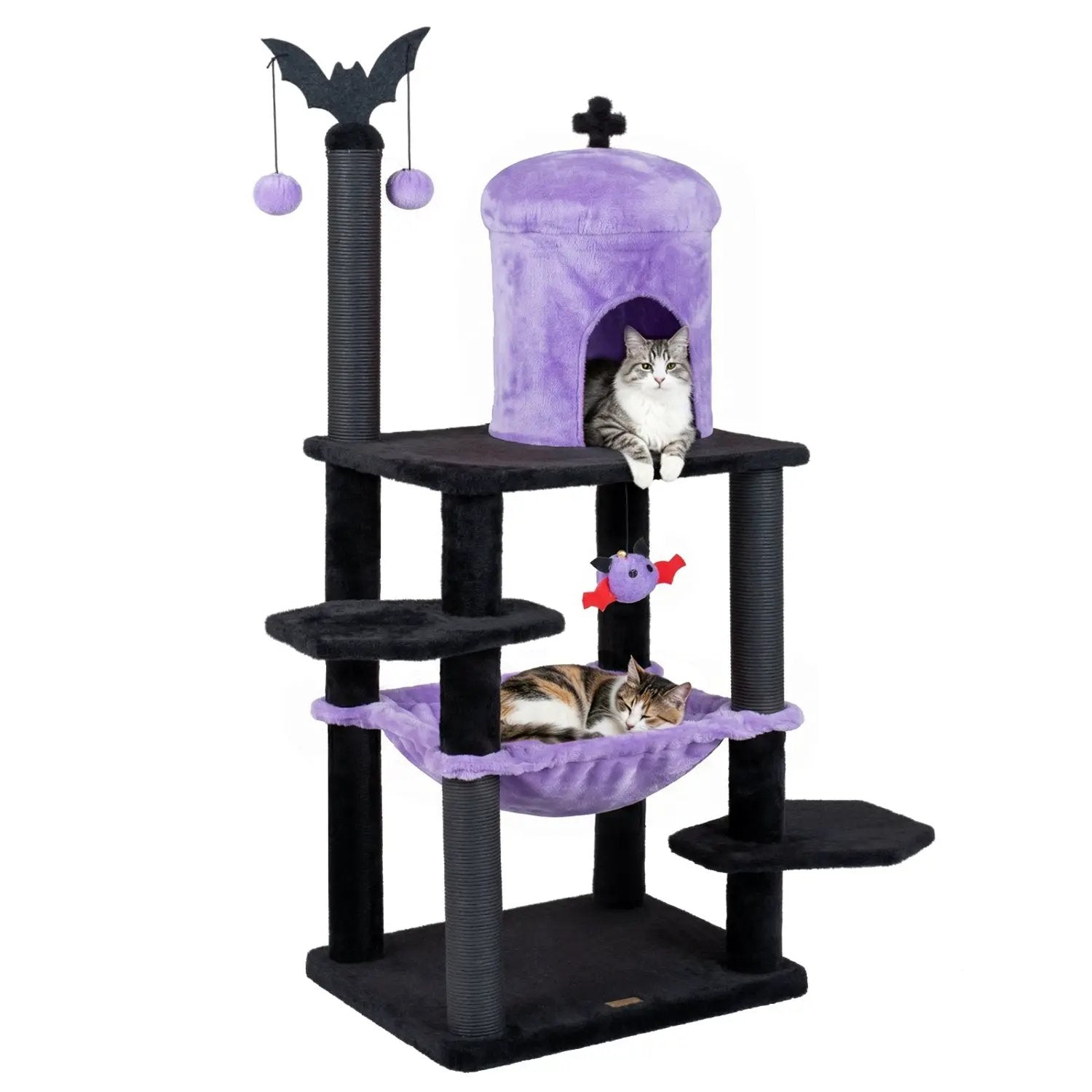 51" Gothic Multi-Level Cat Tree with Spider Toy & Hammock by DirectDeals