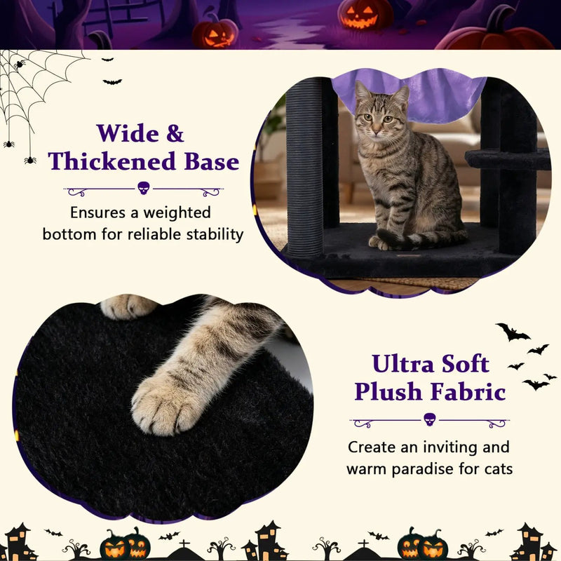 51" Gothic Multi-Level Cat Tree with Spider Toy & Hammock by DirectDeals