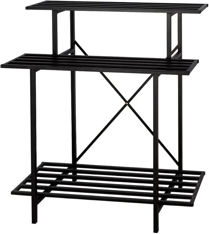Zhongma 3 Tier Sturdy Plant Stand Space-Saving Heavy Duty Plant Holder for Home Indoor and Outdoor, L35.43 xW17.32 x H39.37 inch, 660 LBS Capacity & Heavy Duty Construction. … by GreenHaven Gardens