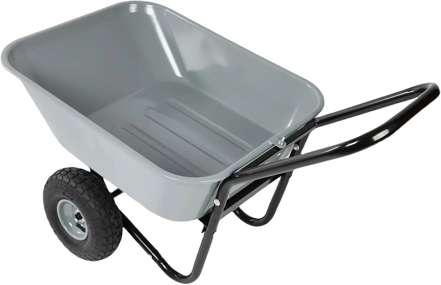 Dual Wheel Wheelbarrow, Heavy Duty Garden Cart, 300 lbs Capacity Utility Cart with Two 15 inches Pneumatic Tires for Outdoor Lawn Yard Farm Ranch (Gray) by GreenHaven Gardens
