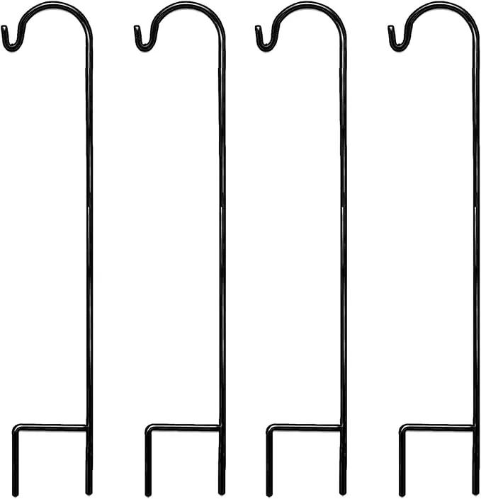 Ashman Shepherd's Hooks 35 Inch (4 Pack), Black, Made of Premium Metal for Hanging SolarLights, Bird Feeders, Mason Jars, Christmas Lights, Lanterns, Garden Stakes and Wedding Décor. by GreenHaven Gardens