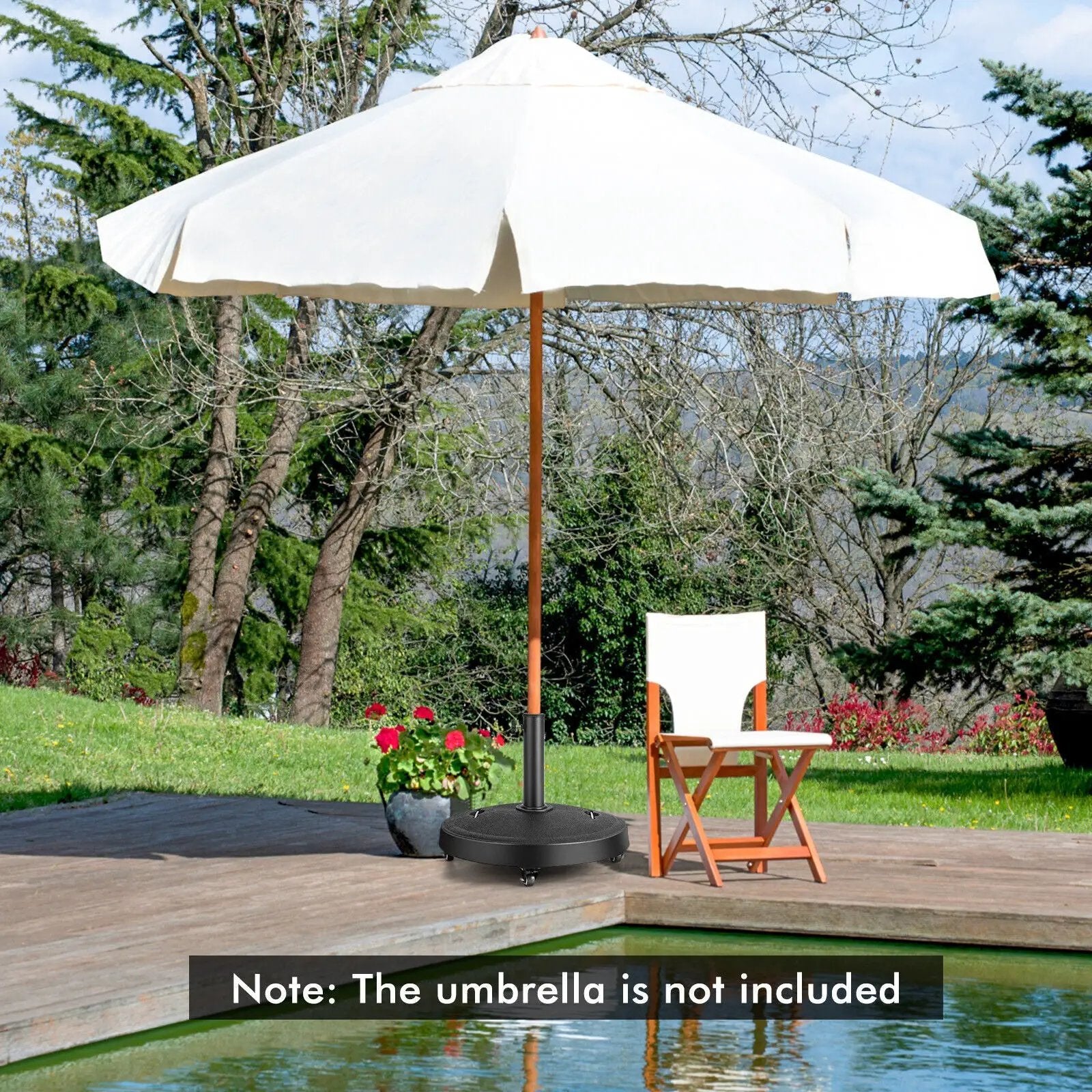 51LBS 20.5Inch Outdoor Umbrella Base with Wheels and Handles by DirectDeals