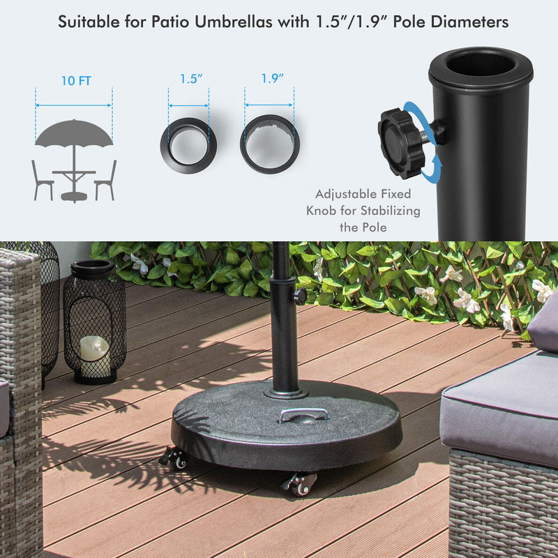 51LBS 20.5Inch Outdoor Umbrella Base with Wheels and Handles by DirectDeals