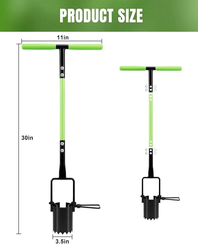 joyhalo Bulb Planter Tool Long Handle, 30in Serrated Base, 5 in 1 Lawn Tool, Sod Cutter, Grass Plugger Tool, Weeding, Transplanting, Garden Hole Digger for Plants, Flower Tulips Daffodils Lily by GreenHaven Gardens