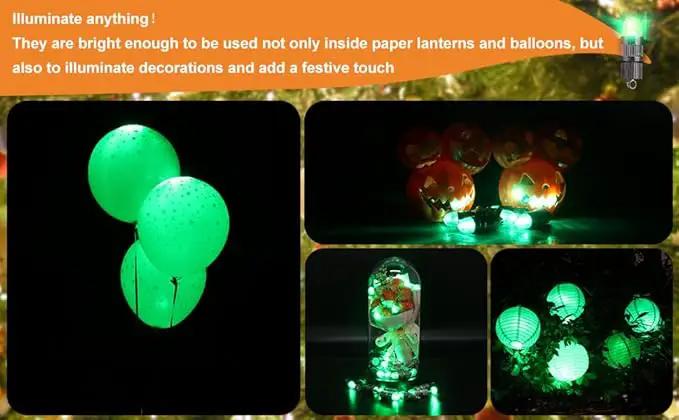 SumDirect Pack of 12 LED Mini Non-Blinking Lights for Paper Lanterns Balloons Floral Wedding Halloween Christmas Party Decoration Centerpieces (12, Green) by GreenHaven Gardens