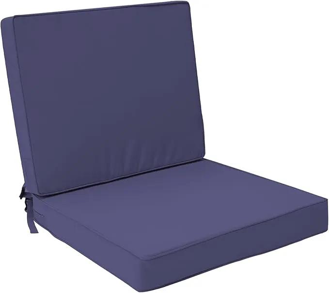 Outdoor Deep Seat Cushion Set 24" x 24", Water Repellent & Fade Resistant Cushion for Patio Furniture, Back & Seat Cushion with Removable Covers for Sofa, Couch, Navy by GreenHaven Gardens