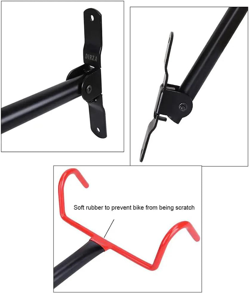 Dirza Bike Wall Mount Bike Hanger 2 Pack Foldable Bicycle Storage Horizontal Bike Rack Bike Hook for Garage Indoor Shed with Screws by GreenHaven Gardens