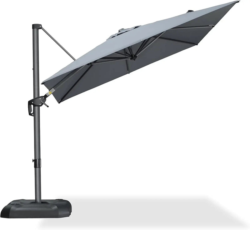 PURPLE LEAF 8 Feet Patio Umbrella Outdoor Cantilever Square Umbrella Aluminum Offset Umbrella with 360-degree Rotation for Garden Deck Pool Patio, Light Grey by GreenHaven Gardens