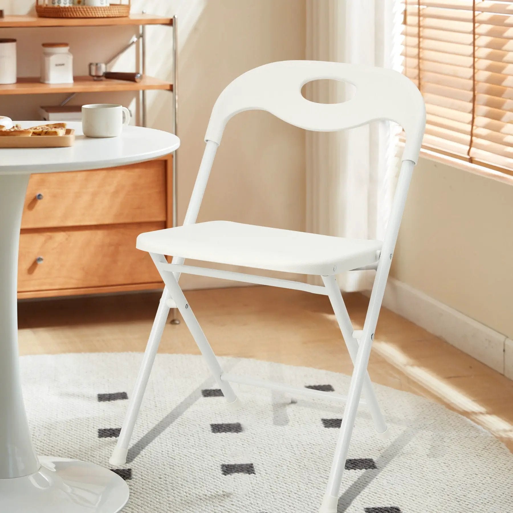 Folding Chairs, Stackable & Waterproof (Set of 4) - White by Unique Piece Furniture