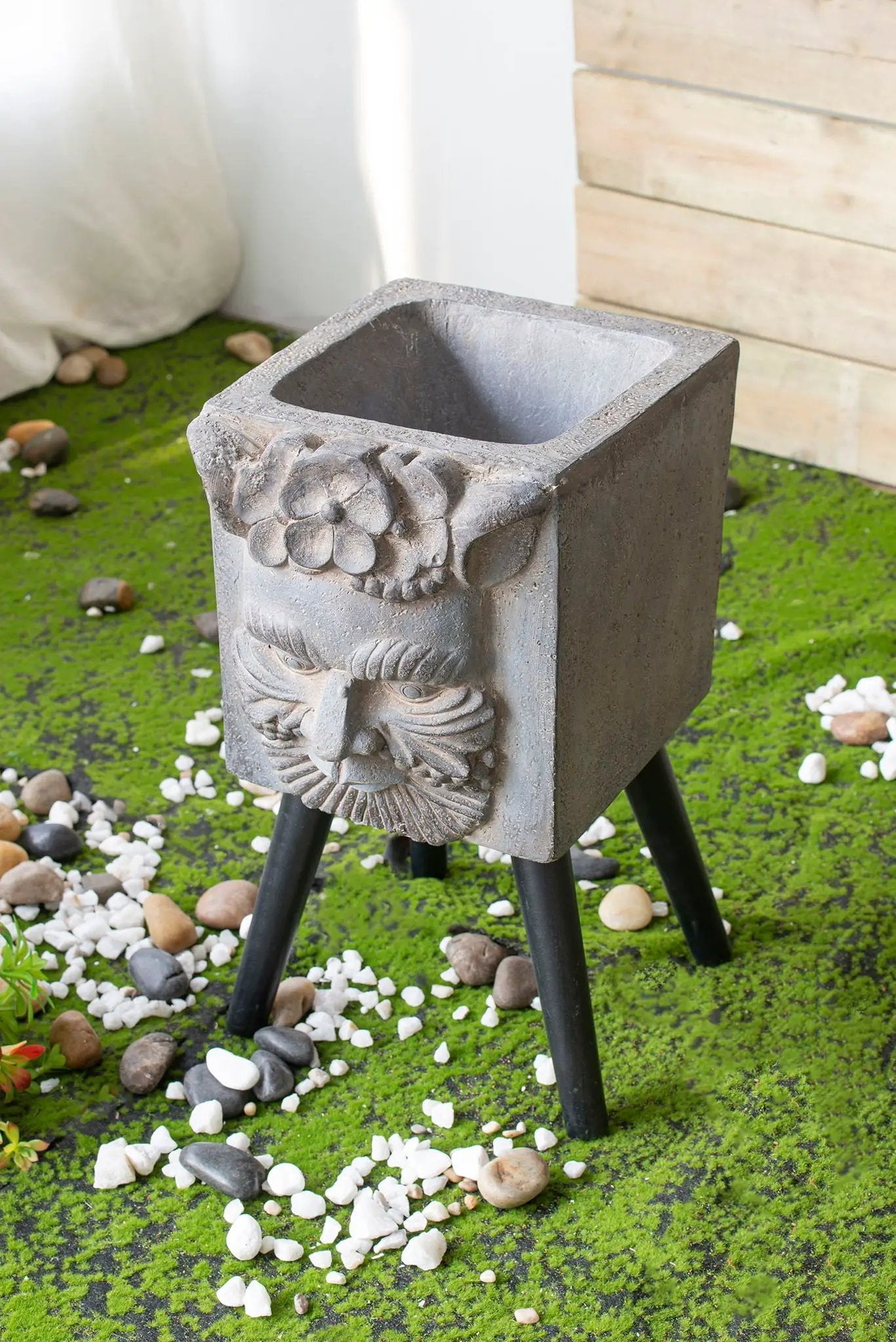 Greek God Statue Planter With Legs - Gray by Unique Piece Furniture